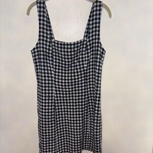 Old Navy Womens Size M Blue White Gingham Check Plaid Dress Cottagecore